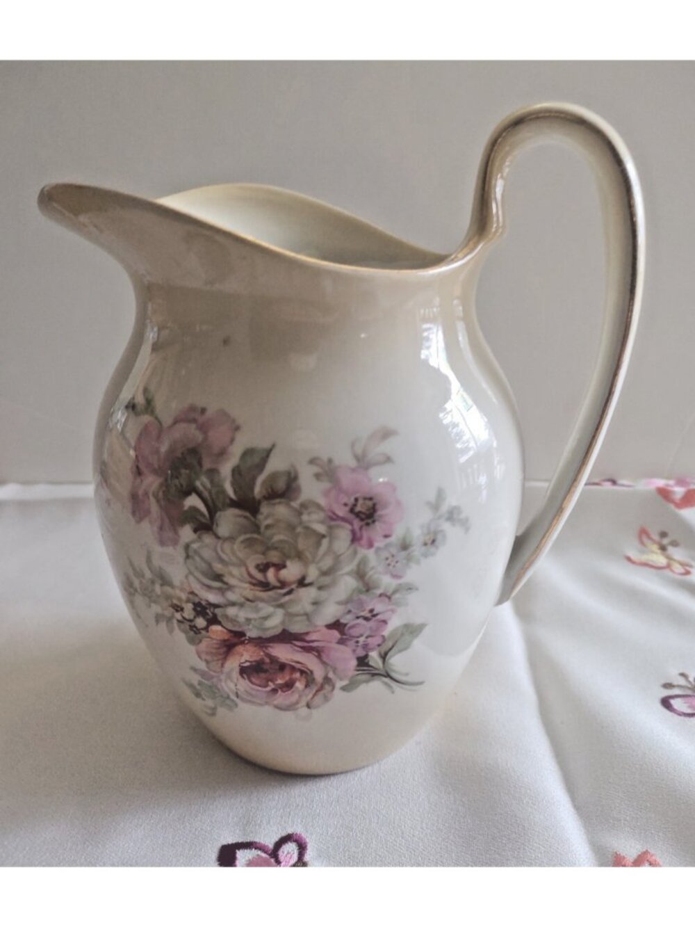 Vintage Old Foley - James Kent Ltd. Pitcher Floral 8" tall 1950's
